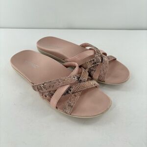 Vionic Dava Slide Sandals Rose Boa Nubuck Leather Size 8M